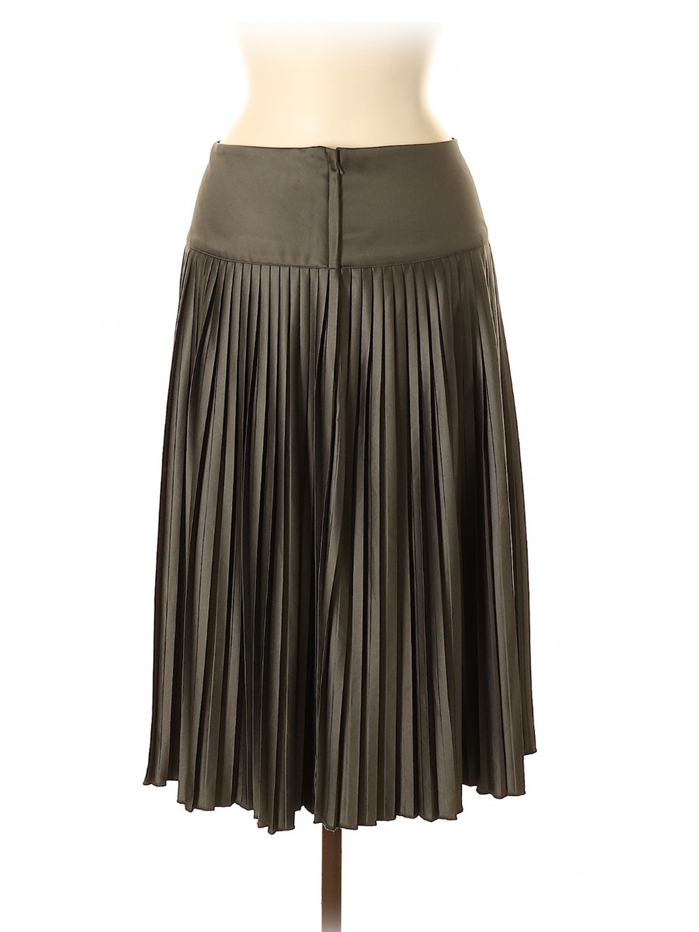 Uniqlo Olive Pleated Midi Skirt